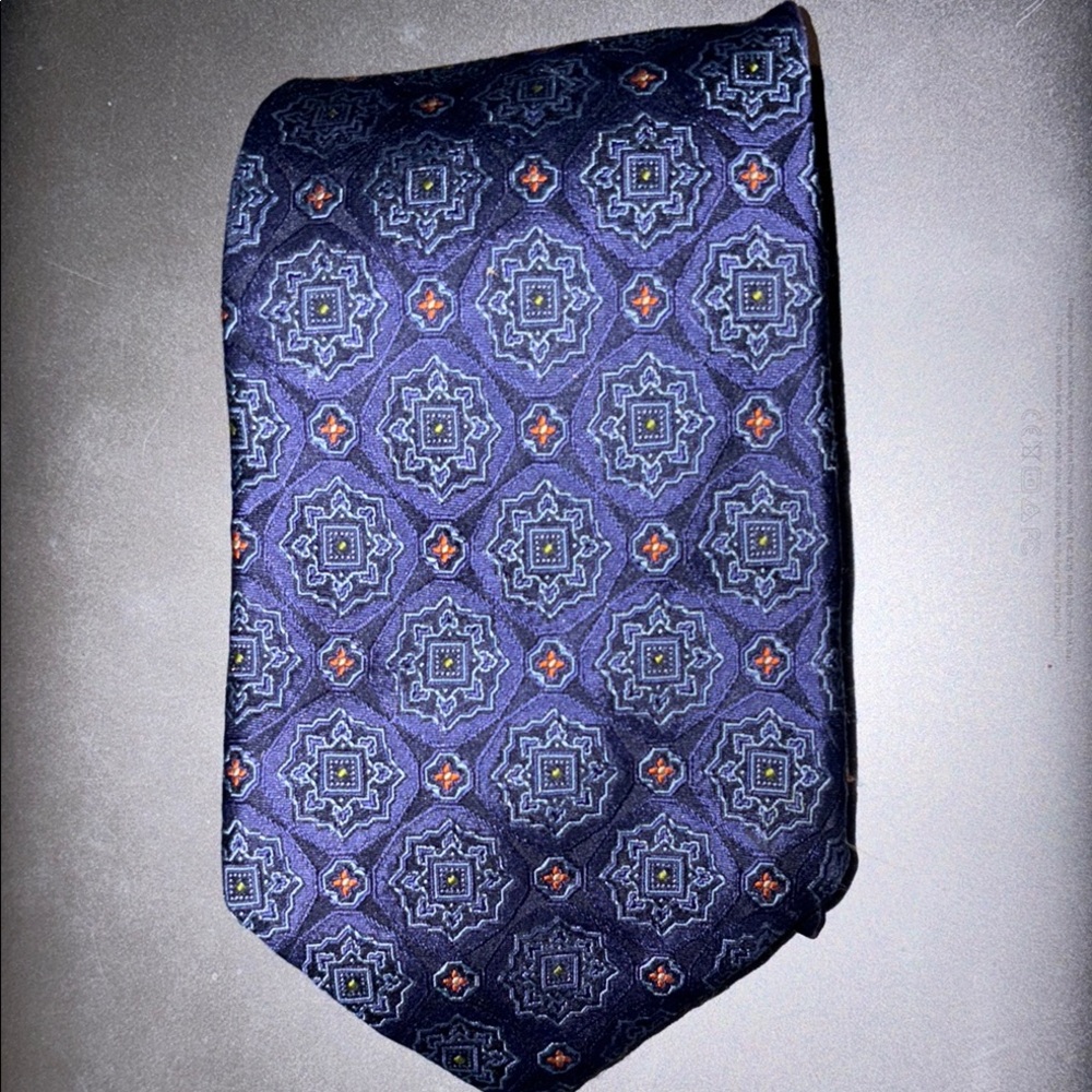 Robert Talbott Chelsea Tie Royal Blue Silk Tie with Intricate Pattern and Sheen